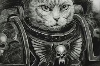 draw a custom grimdark character portrait inspired by 40k