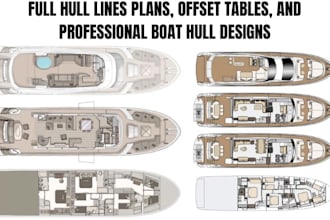 create hull lines plans, offset tables, and professional boat hull designs