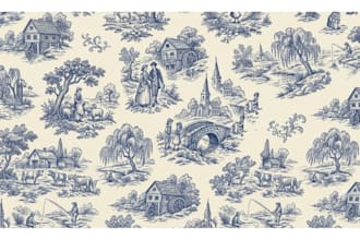 design custom toile de jouy seamless pattern for fabric, textile and wallpaper