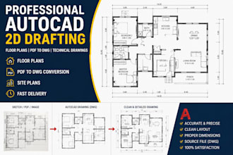 do professional autocad 2d drafting, floor plans and PDF to dwg conversion