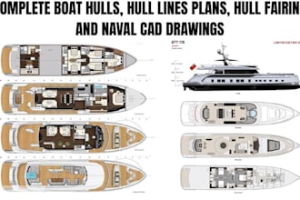 design boat hulls, hull lines plans, hull fairing, and naval cad drawings