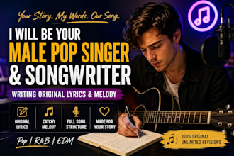 male pop singer, songwriter, writing original lyrics, melody
