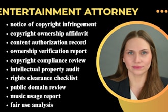 help with copyright issues, film clearances, music as entertainment lawyer in US