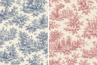 create custom toile de jouy seamless pattern wallpaper design for fabric decor