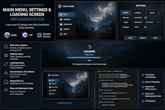 create a unity main menu , setting , and loading screen UI