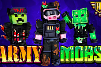 do minecraft blockbench 3d model, mobs, skin, textures, creature monster model