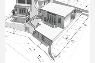 do hand drawing architectural design office building sketch design illustration