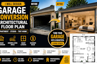 design garage conversion architectural floor plan for apartment studio tiny home