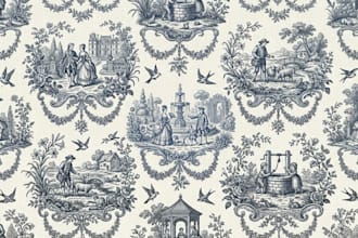create seamless toile, de jouy pattern, for fabric, wallpaper and textile design