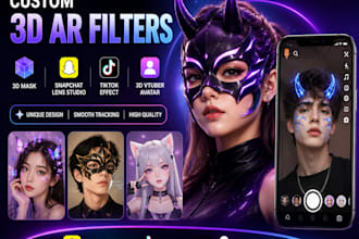 custom 3d mask ar filter 3d vtuber snaptchat lens studio filter tiktok effect