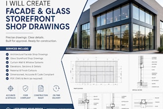 create facade and glass storefront shop drawings
