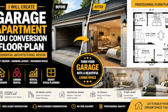 architectural design garage apartment adu conversion floor plan residential
