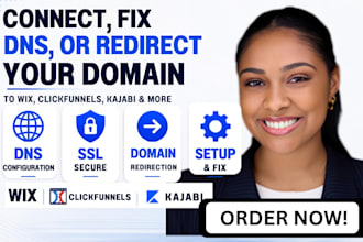 connect domain, or redirect domain to wix, clickfunnels, kajabi