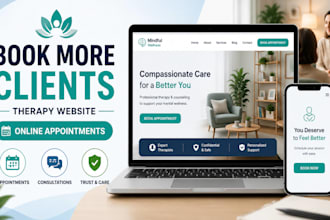 design a therapy counseling website that books more clients