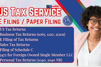 prepare and e file business tax returns, llc tax, 1040, 1120, 1065, schedule c