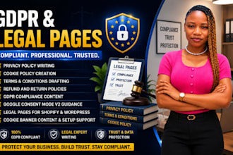 write gdpr compliance privacy cookie policy terms and condition faq legal pages