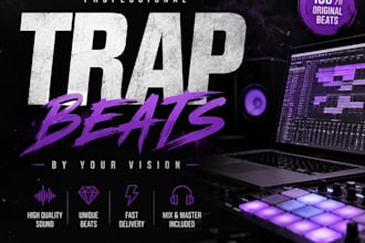 produce a custom professional quality trap beat for your rap song