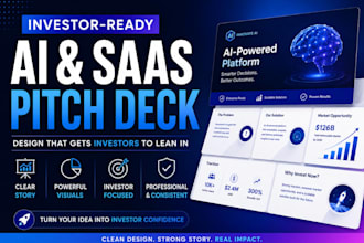 design investor ready ai tech powerpoint presentation, saas startups pitch decks