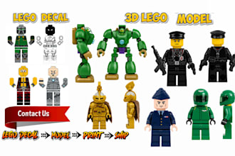 digital lego model 3d lego moc lego minifigure 3d toy 3d print lego set style