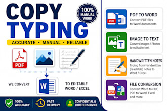 do copy typing, PDF to word, image to text conversion
