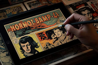 create vintage comic, horror and sci fi art