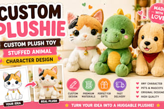 custom plushie custom plush toy stuffed animal character design