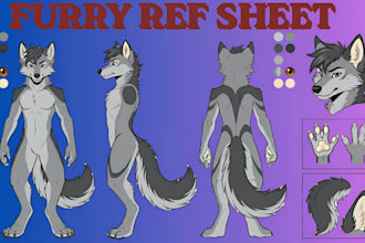 draw furry reference sheet character ref sheet furry oc furry art fursona design