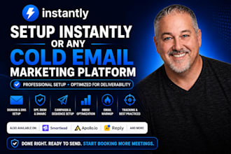 setup instantly or any cold email marketing platform
