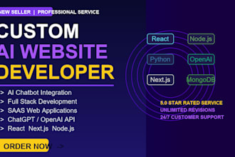 develop custom ai website, ai chatbot, ai web application developer