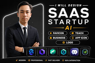 design saas startup, tech business,ai favicon, app icon logo