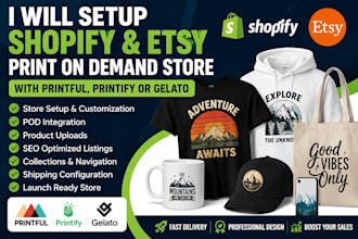 set up shopify print on demand store etsy pod shop with printful printify gelato