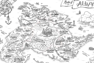 custom map illustration vector map design city site map fantasy game map