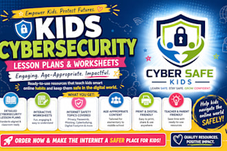 create kids cybersecurity lesson plans and internet safety worksheets for school
