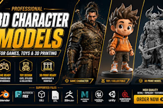 do professional 3d character models for games, toys and 3d printing