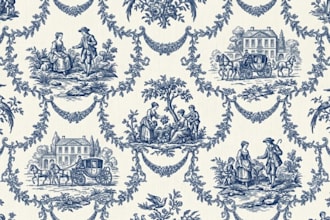 create luxury toile de jouy fabric pattern wallpaper and textile design