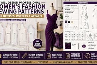 design womens fashion sewing patterns for dresses, corsets and apparel dxf  PDF