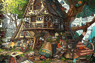 draw detailed whimsical storybook illustrations