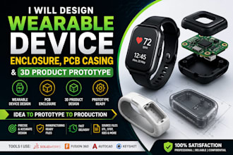 design wearable device enclosure, 3d cad, pcb casing and 3d product prototype