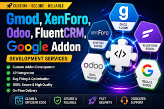 develop gmod addon, xenforo addon, odoo module and google workspace addon