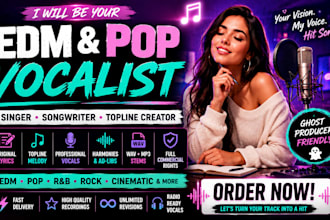 be your edm and pop vocalist and songwriter for your ghost production
