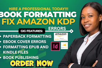 fix and reformat your rejected amazon KDP book for approval, book error fixing