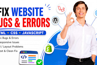 fix website bugs, errors, HTML CSS javascript