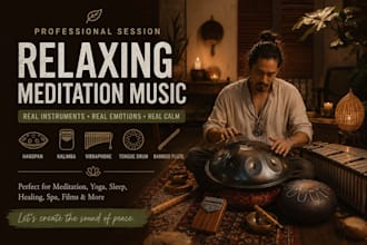 record relax, meditating song with handpan, kalimba, vibraphone, tongue drum