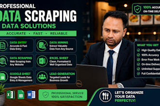 do data scraping, data mining, web scraping, lead generation and data entry