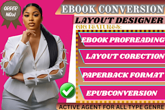 do ebook conversion, book formatting, interior design and proofreading