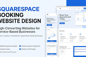 design a squarespace booking website for salons, spas, coaches and business