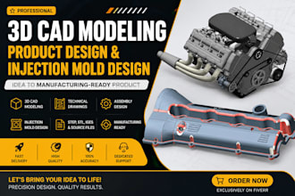 do 3d cad modeling, product design and injection mold design