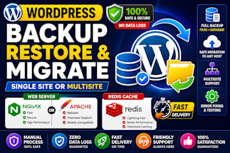 backup or migrate wordpress single or multisite with nginx apache redis cache