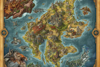 illustrate medieval fantasy and sci fi maps