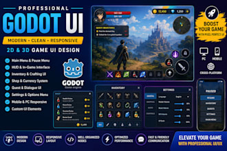 design stunning godot UI, game hud, menus and game interface design